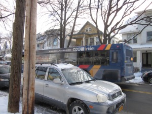 CDTA bus on an Albany city street. Photo by Jelane A. Kennedy